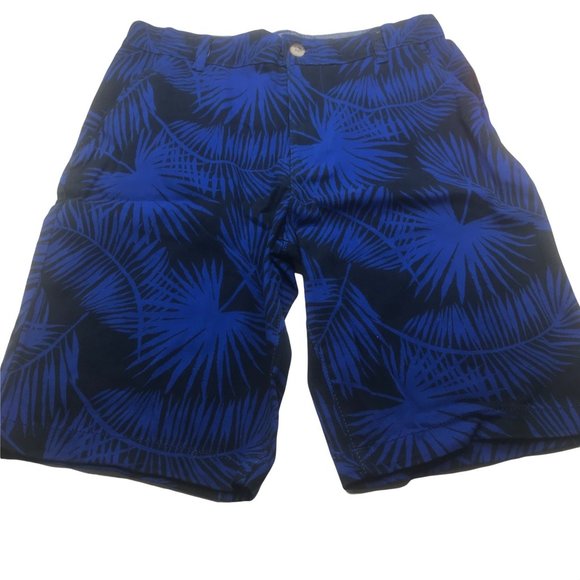 Wonder Nation Boy's Size 16 Adjustable Waist Flat Front Short Blue Palm Leaf New - Picture 1 of 13